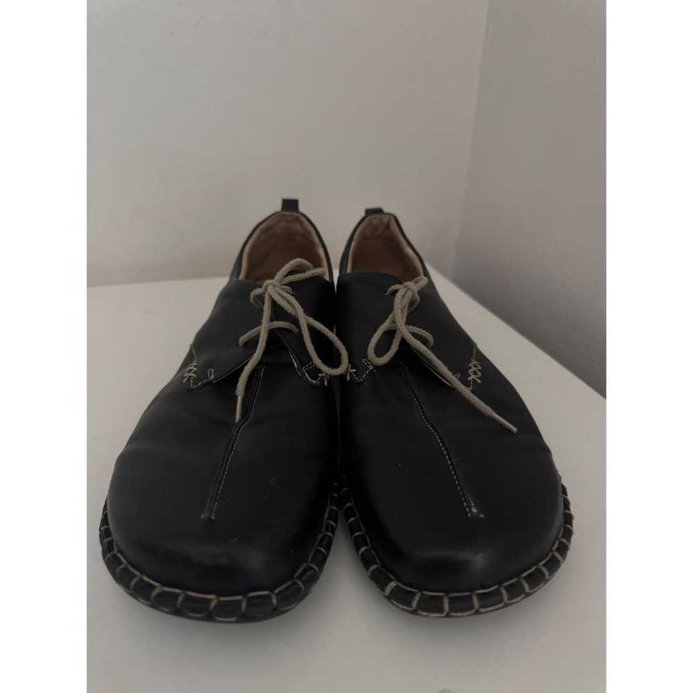 Josef Seibel Black Leather Oxford Lindsay EU 41 US 10-10.5 Whipstitch Size 41 - Picture 2 of 8